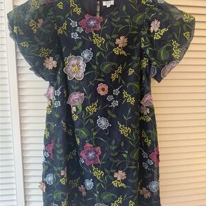 Crown & Ivy Navy Sundress with colorful embroidered flowers